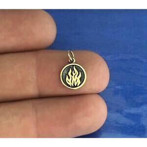 Sterling Silver Bronze Fire Element Charm, Silver Bronze Fire Element Pendant
